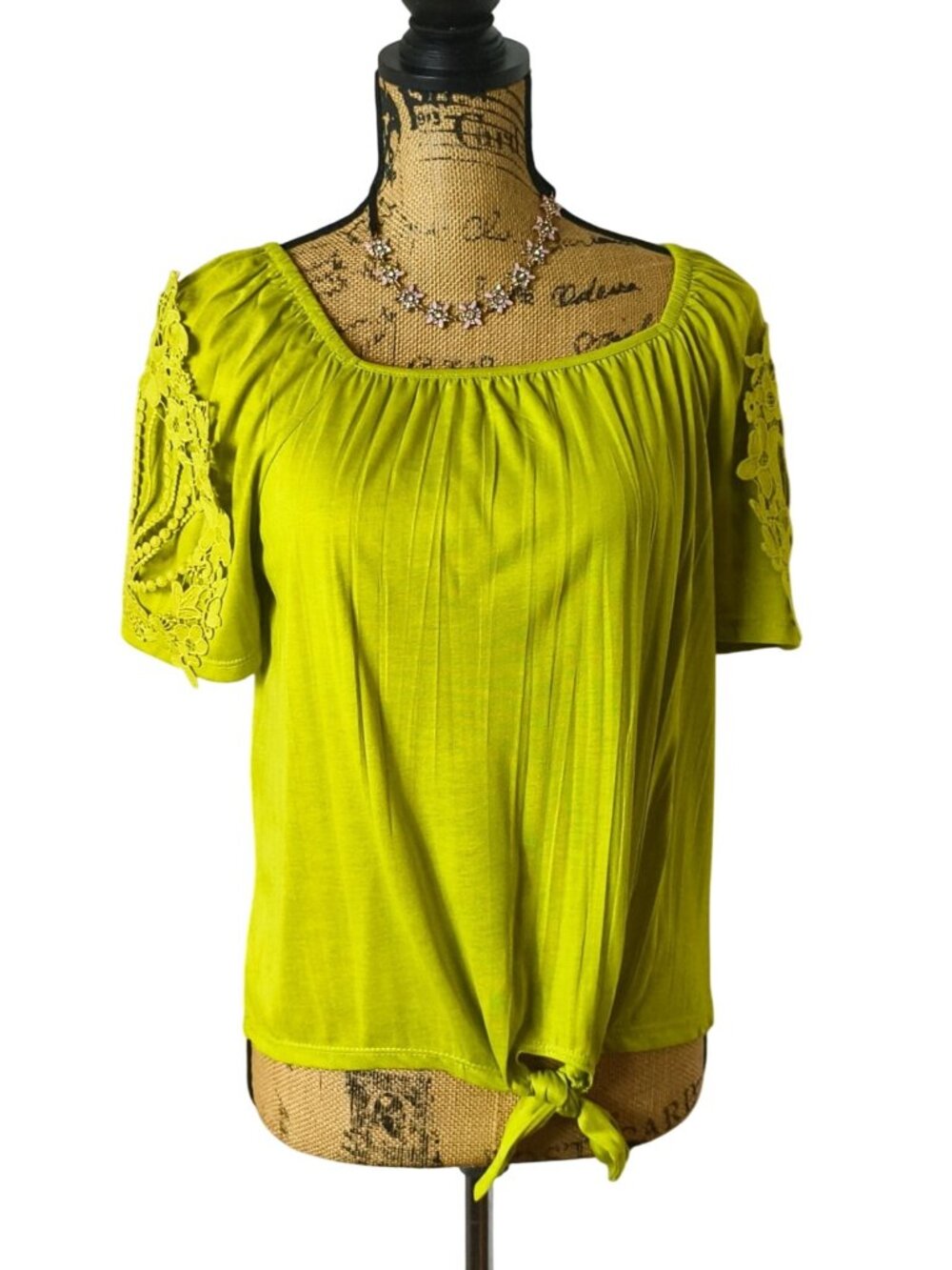 Womens S Lace Blouse Lime Green Tie Front Chic Coquette Indie Sleeze 80 Park NEW